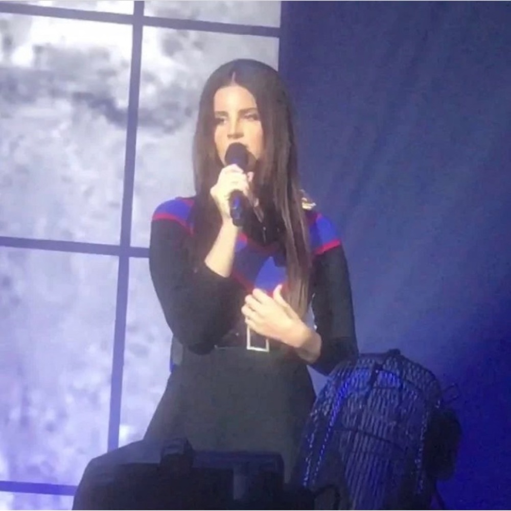 Rare LANA DEL REY Sandro Chevron Black Knit Dress (L) - Picture 5 of 14